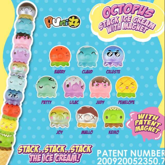 Random Octopus Punimaru Ice Cream Octo Stack Magnet Squishy
