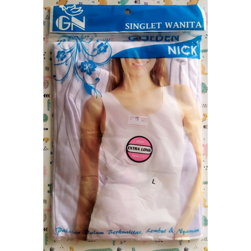 Singlet cewek / wanita Tank Top Golden Nick tali besar-Putih