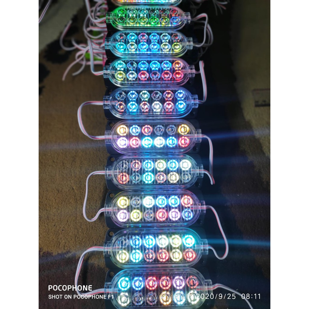 LAMPU LED MODUL 12 MATA 24 VOLT DC LED 12Mata 7W 24Volt Variasi Mobil TRUCK RGB