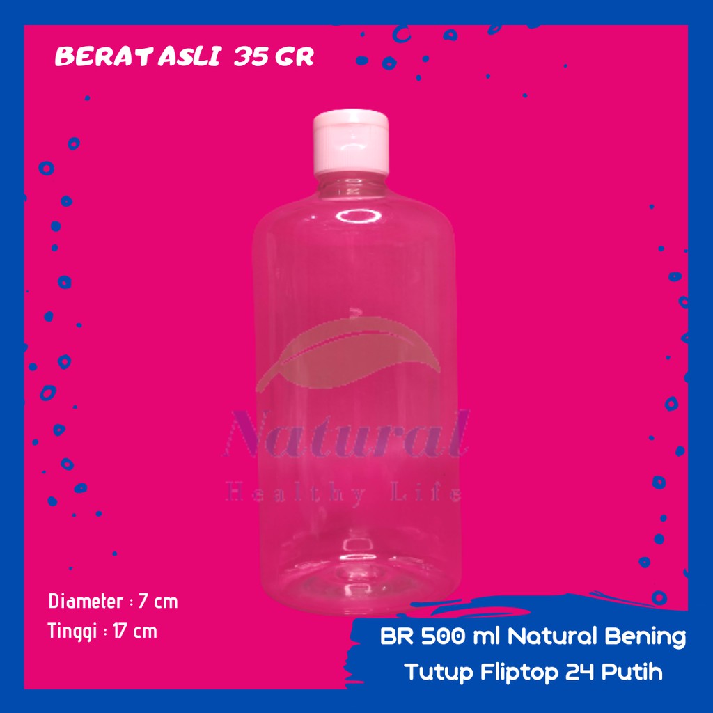 Botol 500ml Natural Bening Fliptop N 24 Bahan PET