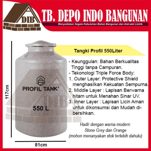 TANGKI AIR PROFIL TANK 550 LITER TDA LT TANDON PLASTIK 500