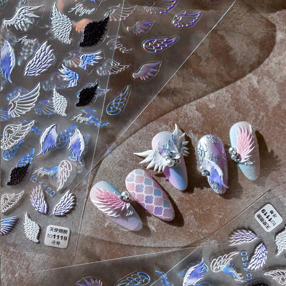 Solighter 5D Nail Sticker Self Adhesive Wings Stiker Transfer Kerajinan