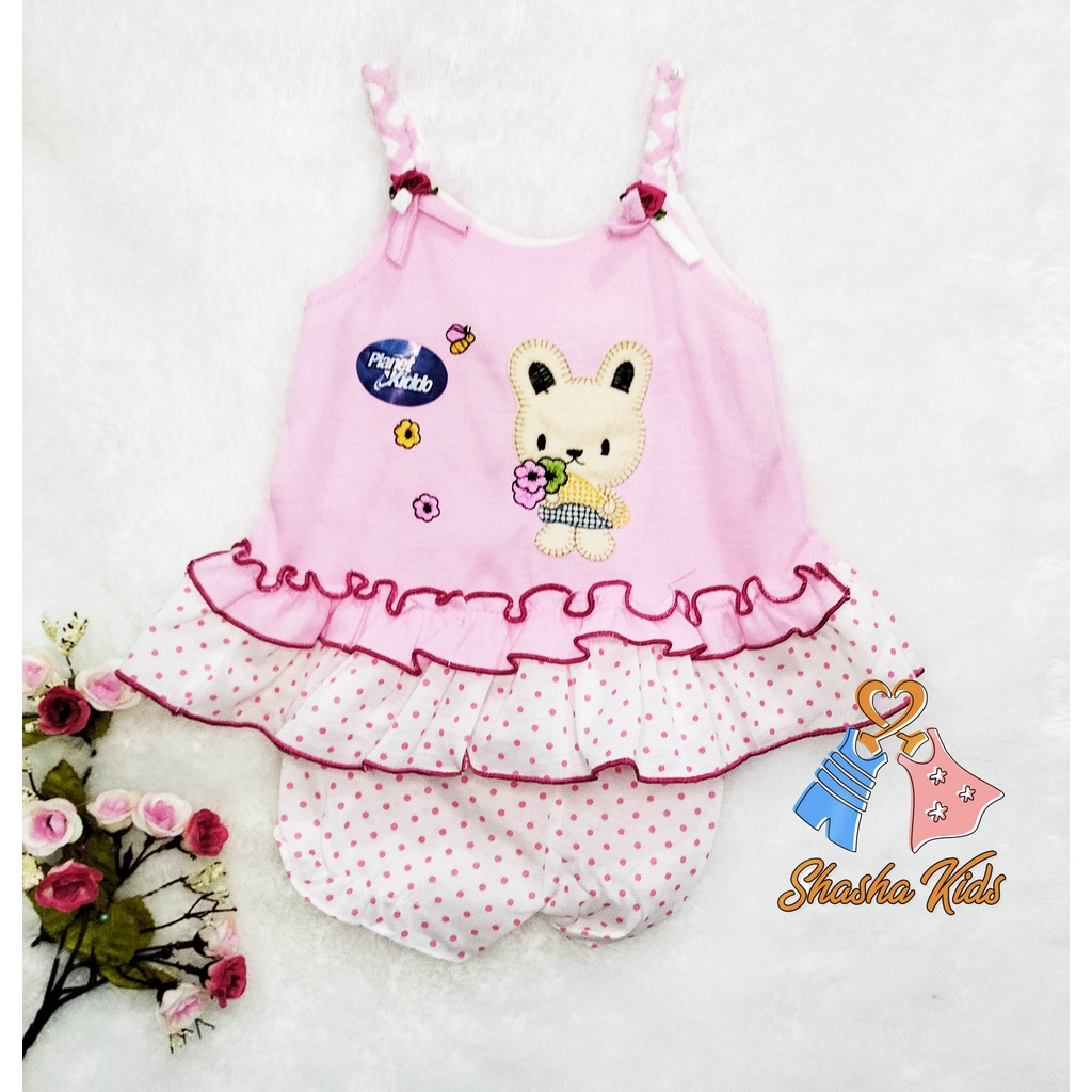 [L-025] Baju Bayi Perempuan/Dress Bayi Perempuan Planet Kids cantik  0-6 bln