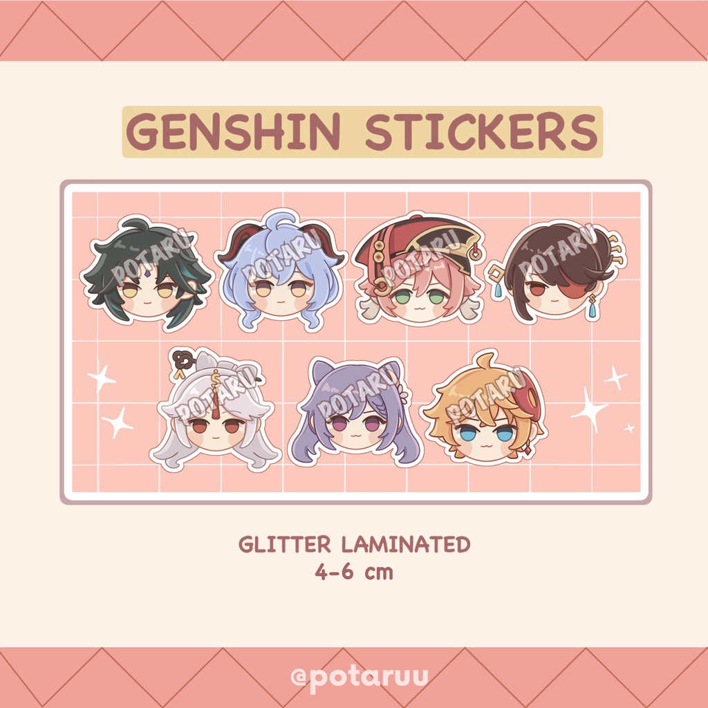 [potaru] Sticker Genshin Impact Glitter Die Cut E | Xiao Ganyu Yanfei Beidou Ningguang Keqing Childe