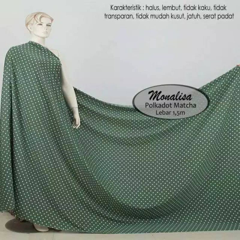 Kain Monalisa Motif Polkadot Warna Macha harga setengah meter