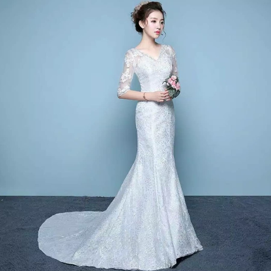 dress pengantin mermaid ekor wedding prewedding dress
