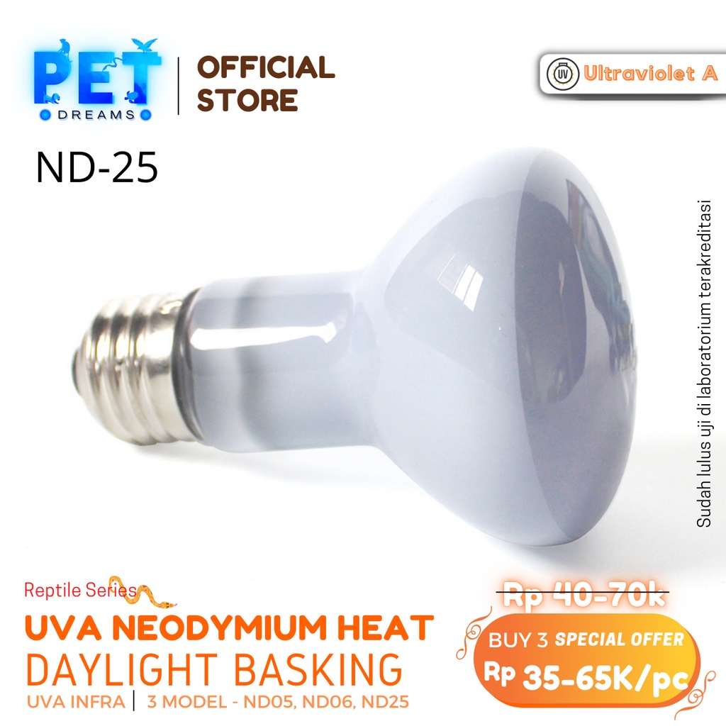 LAMPU UVA DAYLIGHT BASKING SPOT LAMP PENGHANGAT PEMANAS REPTIL REPTILE SULCATA IGUANA KURA TORTO