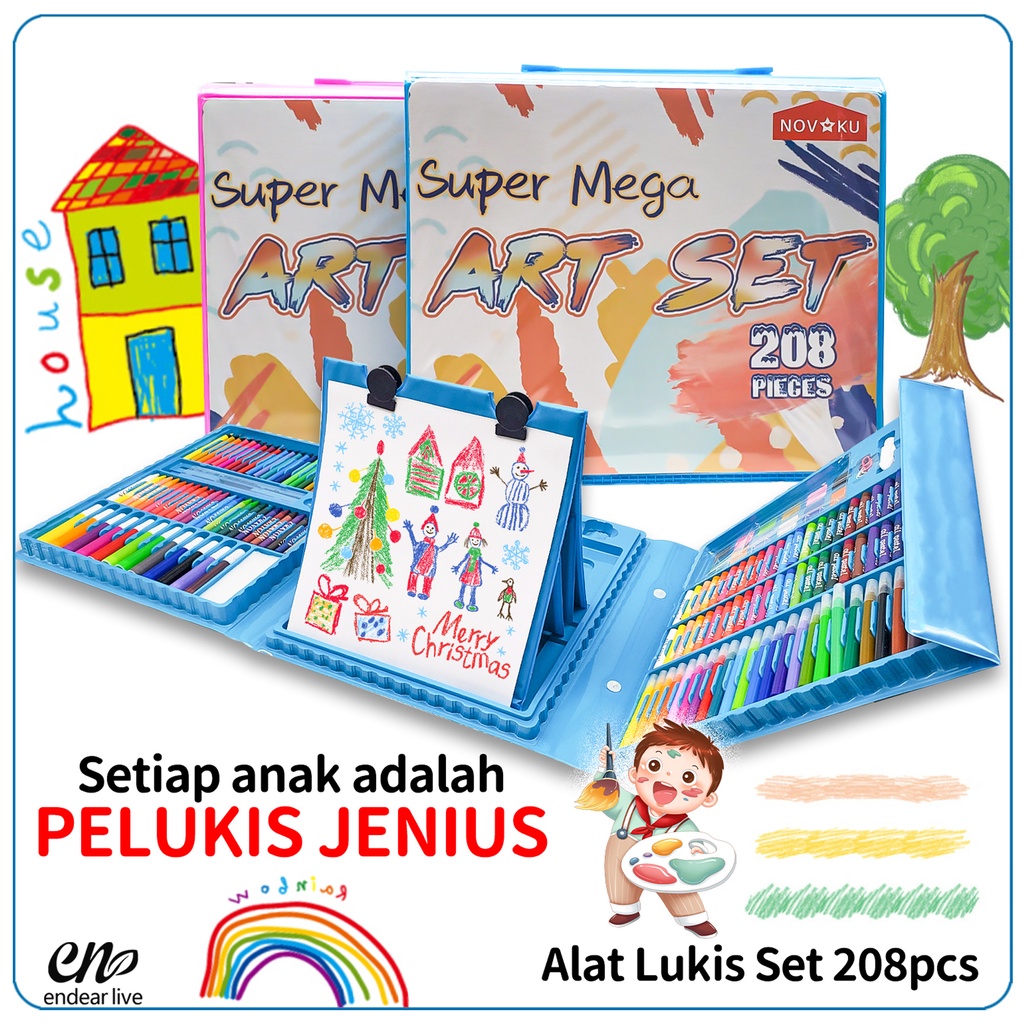 [endear] Crayon Anak Set Isi 208 Pcs Pensil Warna Alat Lukis Set Crayon Set