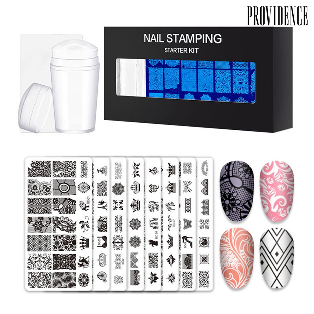 Providence 1 Set Nail Art Template DIY Template Mold Printing Steel Nail Stamping Plate Kit Tool for Nail Salon