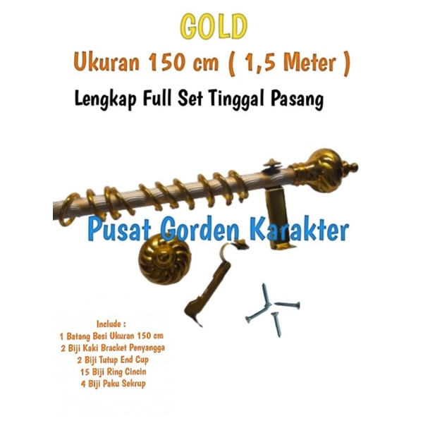 Besi Gorden Hordeng Jendela Minimalis 150 cm atau 1,5 Meter Besi Gorden Hordeng Full Set Murah Besi 