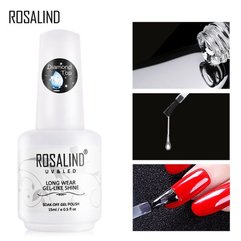 ROSALIND DIAMOND TOP COAT GEL POLISH 15ml 7ml 10ml KUTEK GEL SUPER KILAP TAHAN LAMA