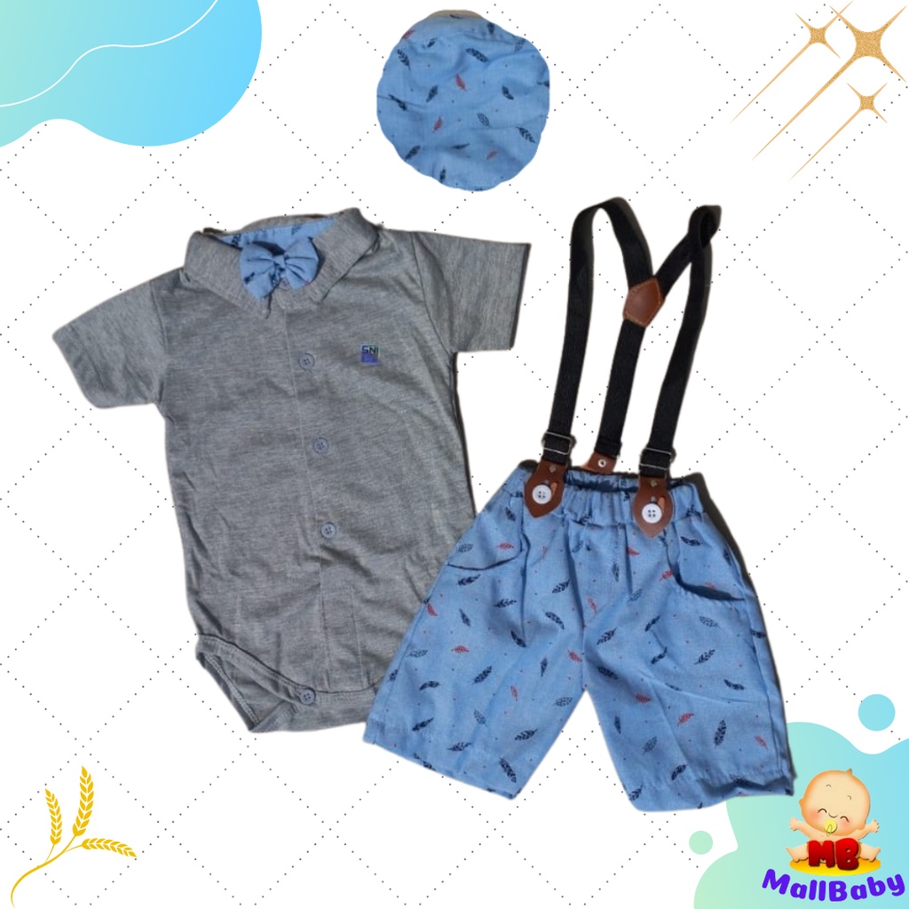 Baju Bayi Laki Laki 0 3 6 9 12 Bulan Setelan Jumper Anak Bayi Cowok Tuxedo Jas Bayi Topi Suspender