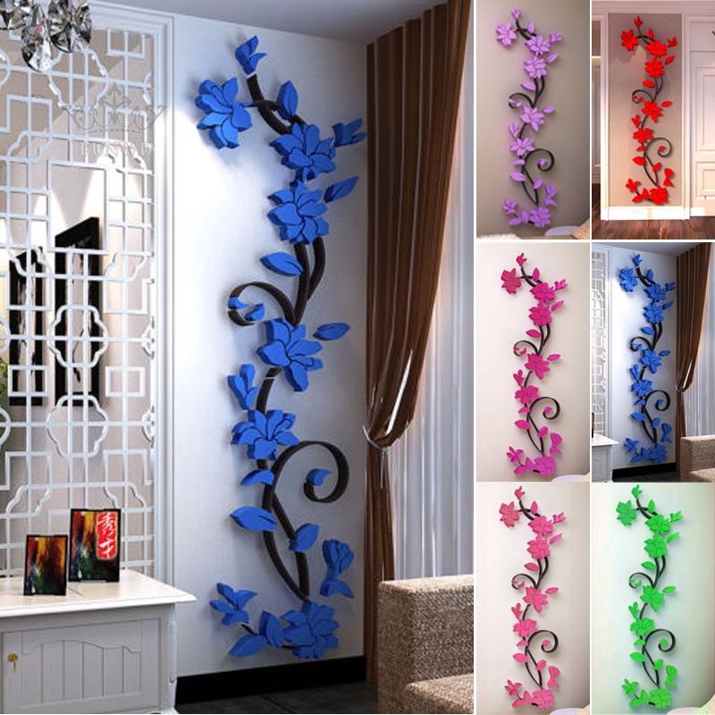 3d Flower Home Wall Decor Vinyl Removable Sticker Quote Bar