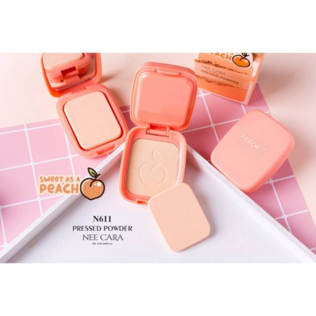 NEE CARA Pressed Powder Sweet As A Peach #N611 Thailand / Compact Powder / Bedak Padat Full Coverage