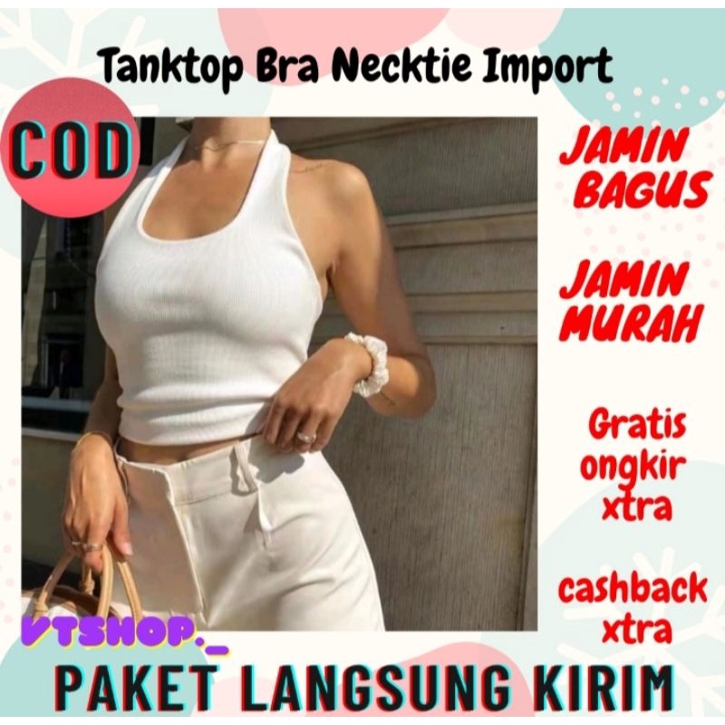 V678 - Tanktop Bra Wanita Necktie Tanpa Kawat Model Atasan V-neck Sexy Tali Leher Crop Top Elastis B