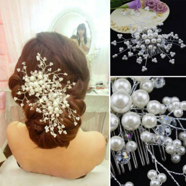 Floral pearl crystal bridal hair accessories