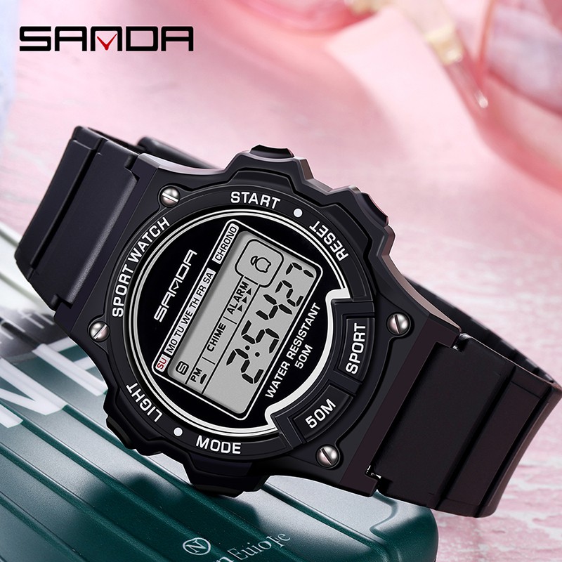 SANDA 6020 Jam Tangan Wanita Pria Digital Tali Rubber Anti air WATCHKITE WKOS