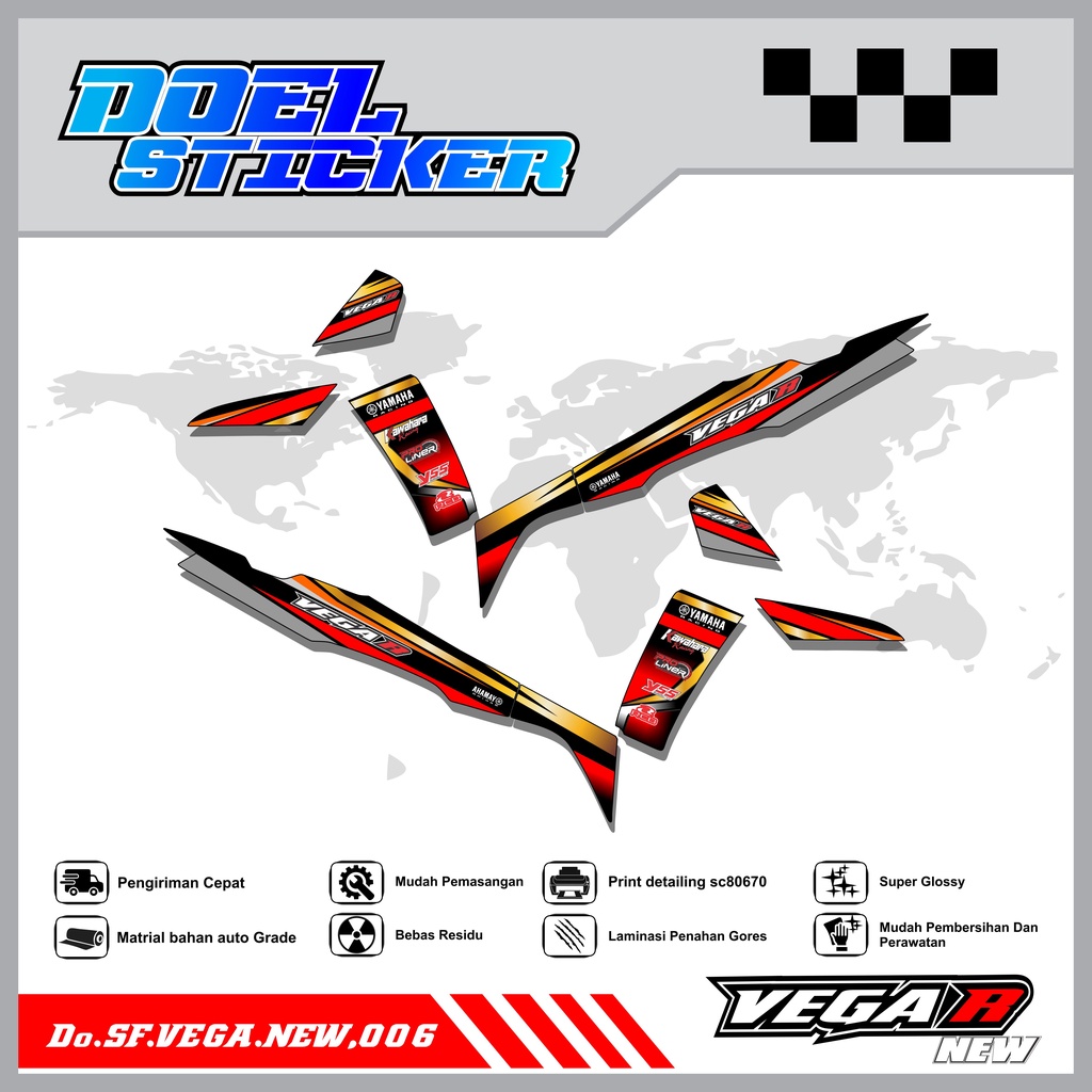 Sticker Striping Vega R New List Variasi Hologram , Crome Doel 006