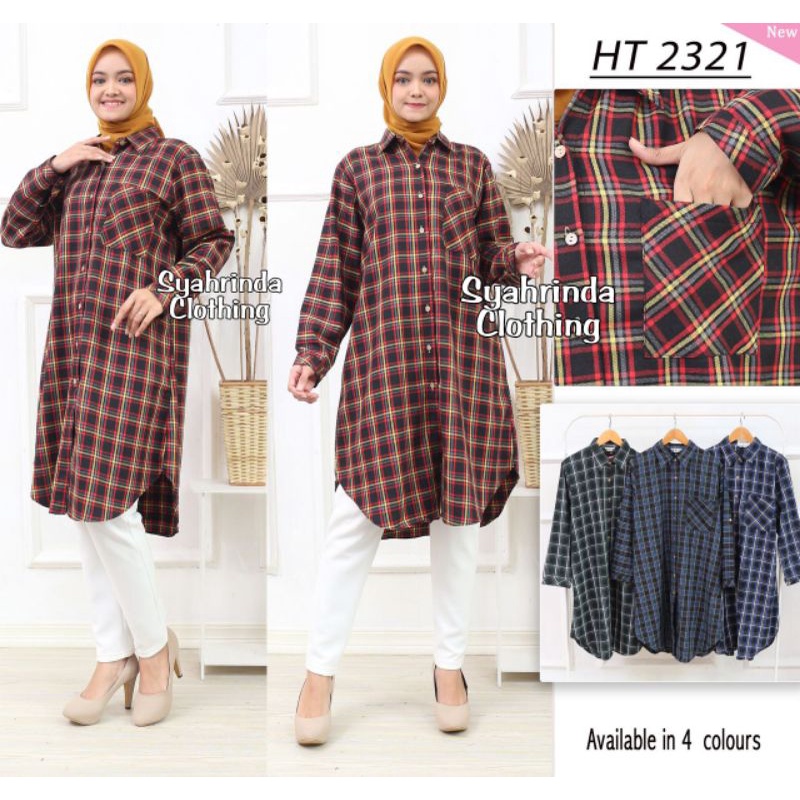 Tunik Katun Flannel Import Wanita Ukuran M L XL XXL XXXL JUMBO