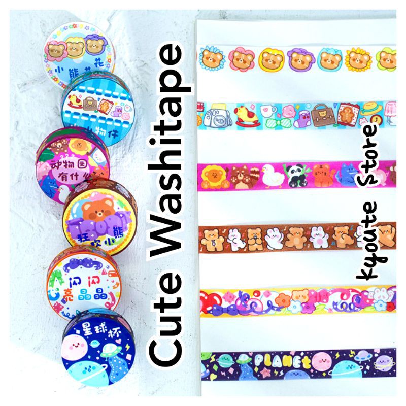 

Washi Tape / Masking Tape Cute Art Cartoon Selotip Dekorasi Scrapbook Bujo DIY Planner Diary Sekolah