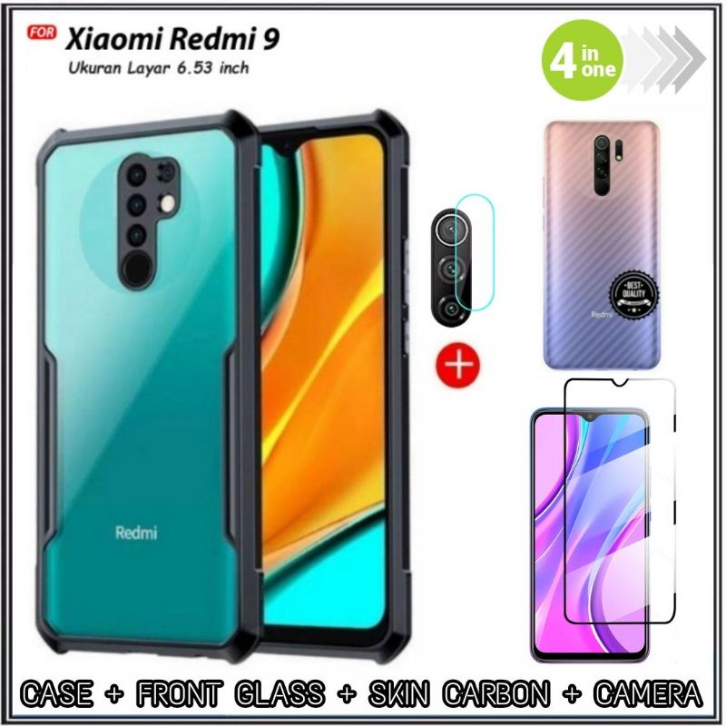 Paket 4in1 Case Xiaomi 11T / 11T Pro Hardcase Fusion ShockProof Free Tempered Glass Layar &amp; Lens Camera &amp; Skin Carbon