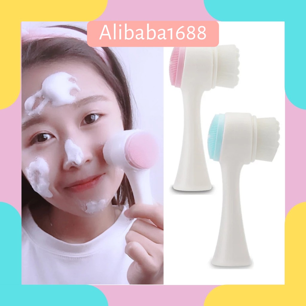 Alat Cuci Muka Silikon Brush Pembersih Muka 3D Sikat Pijat 2 Sisi ALIBABA Murah