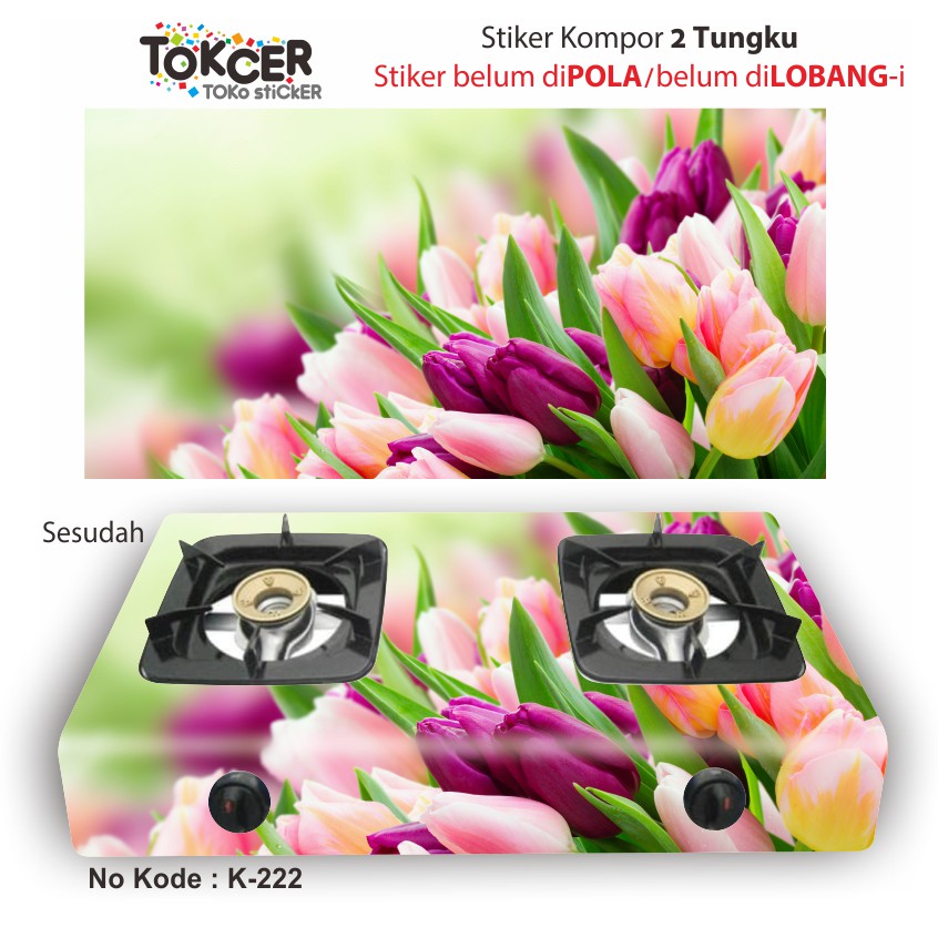 Stiker Kompor 2 Tungku Bunga Tulip