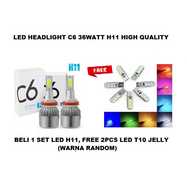 Lampu LED Mobil Headlight Lampu Utama C6 H11 36WATT 3800L 6000K