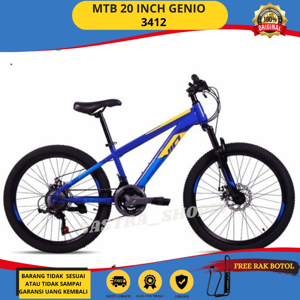 Sepeda Gunung MTB 20 Inch GENIO M3412 New Steel Hi-Ten 3x8 Speed