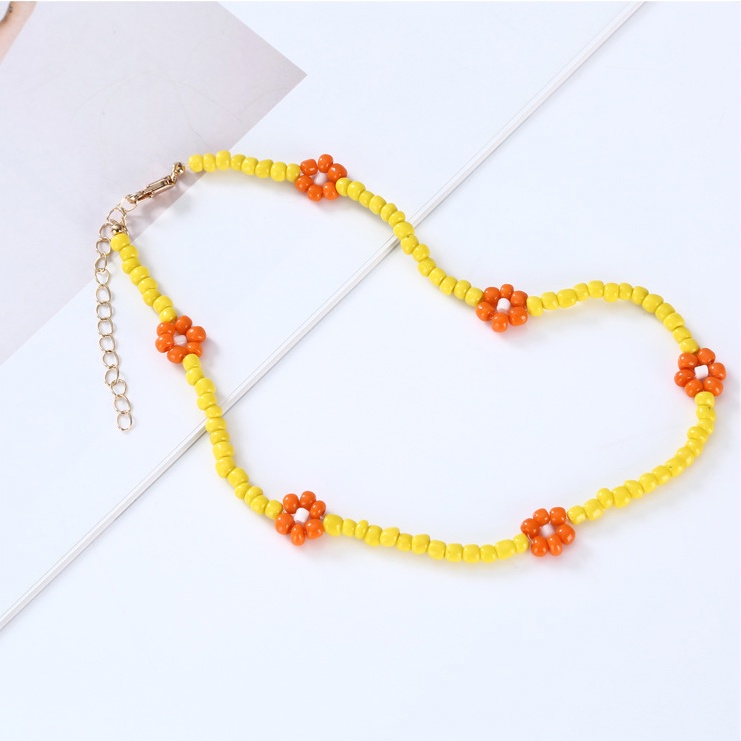 [Women Personality Boho Daisy Flowers Bead Necklace] [Girls Vintage Simple Chain Necklaces ] [Ladies Fashion Clavicle Necklace]