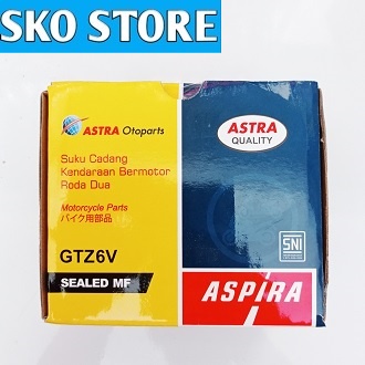 Aki GTZ6V SEALED MF Aspira Original AKi Accu Kering Motor Vario 125,PCX CBR Murah