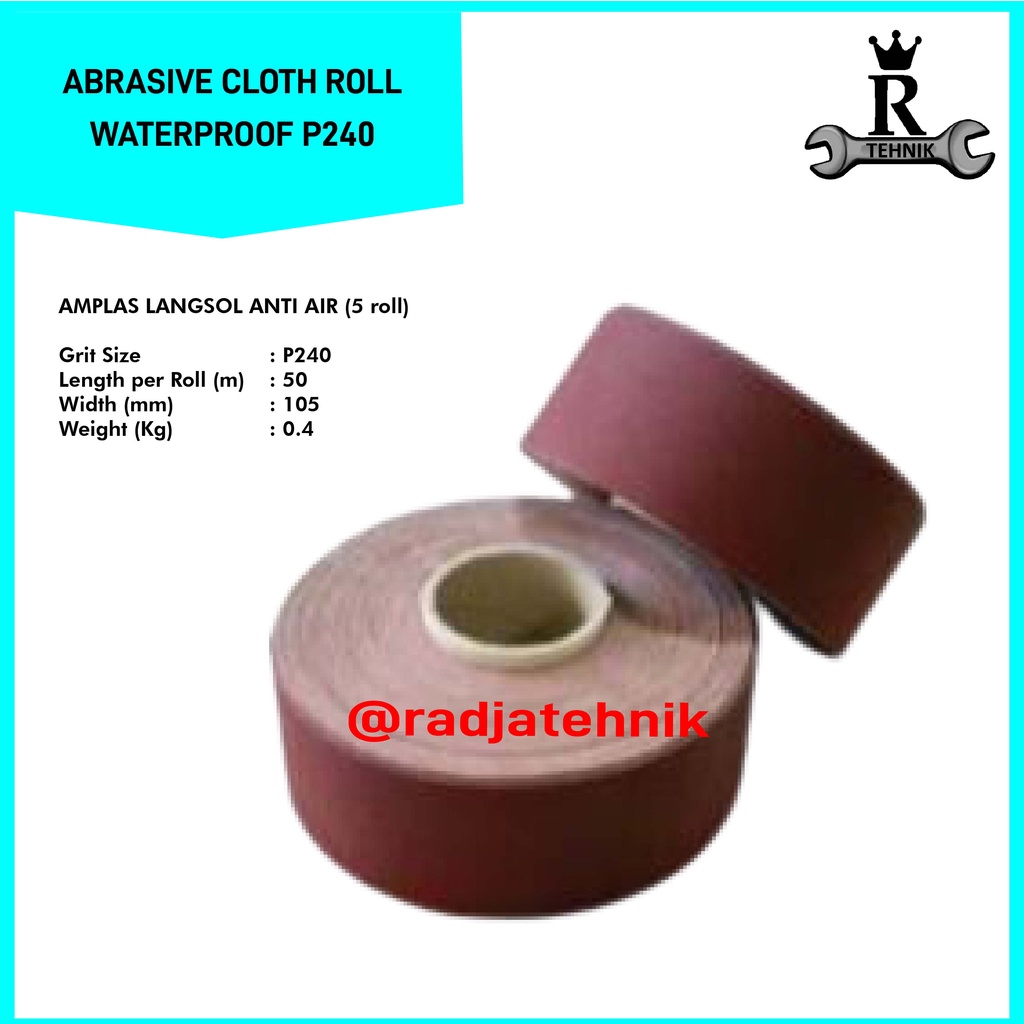 Kertas Amplas Roll | Langsol | Abrasive Cloth Roll, Waterproof P240/5R