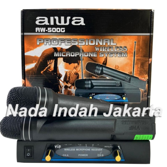 Microphone Wireless Double AIWA AW 500G Mic Tanpa Kabel AIWA AW500G