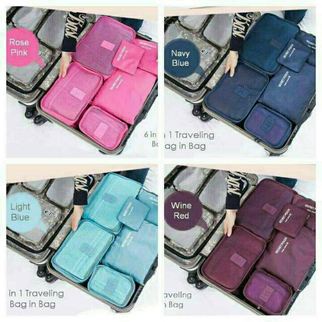 Tas Travel isi 6 adalah Tas Travel Organizer 6 in 1 tascp