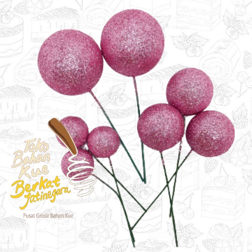 GLITER FOAM BALL ALL COLOURS / TOPPER TUSUK BALLON WARNA WARNI