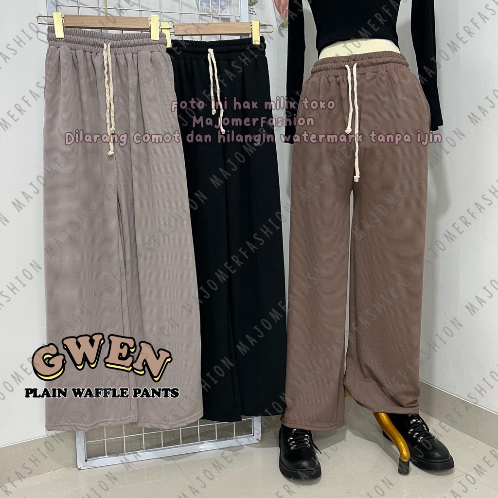 MAJOMER ® | GWEN PLAIN WAFFLE PANTS - CELANA KULOT WAFFLE