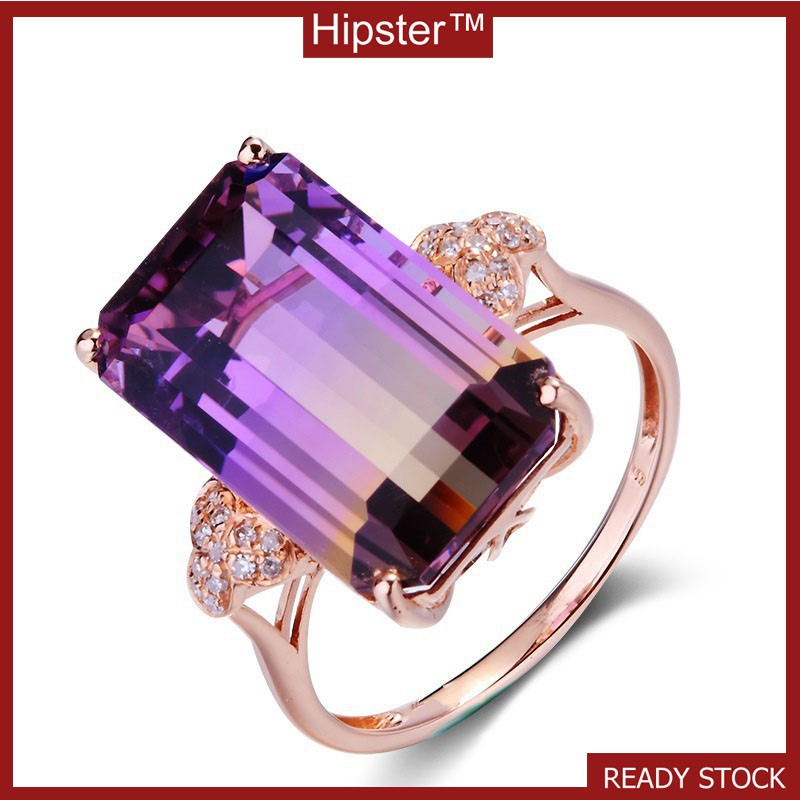 Hot Fashion Elegant Inlaid Square Amethyst Ring