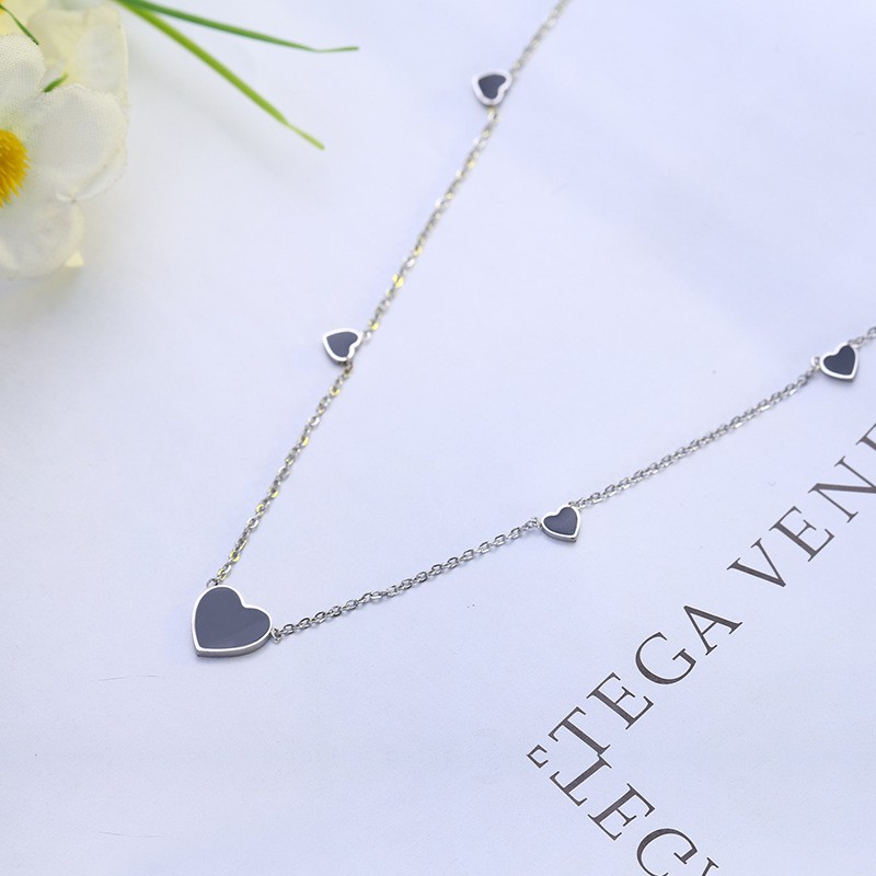 Kalung aksesoris titanium mini korea hadiah wanita cewek love 316L anti karat KK021