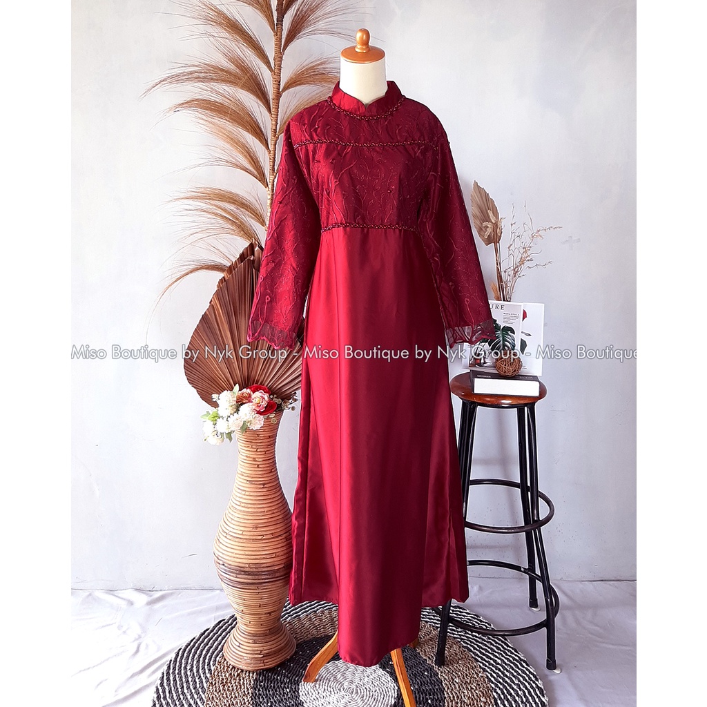 Dress Tiara Mix Velvet Real Pict - Gamis Cantik Wanita Muslimah - Dress Brukat Modern Ready Banyak Warna - Maxi Kondangan Seragam Premium - Gamis Maxi Terbaru dan Termurah