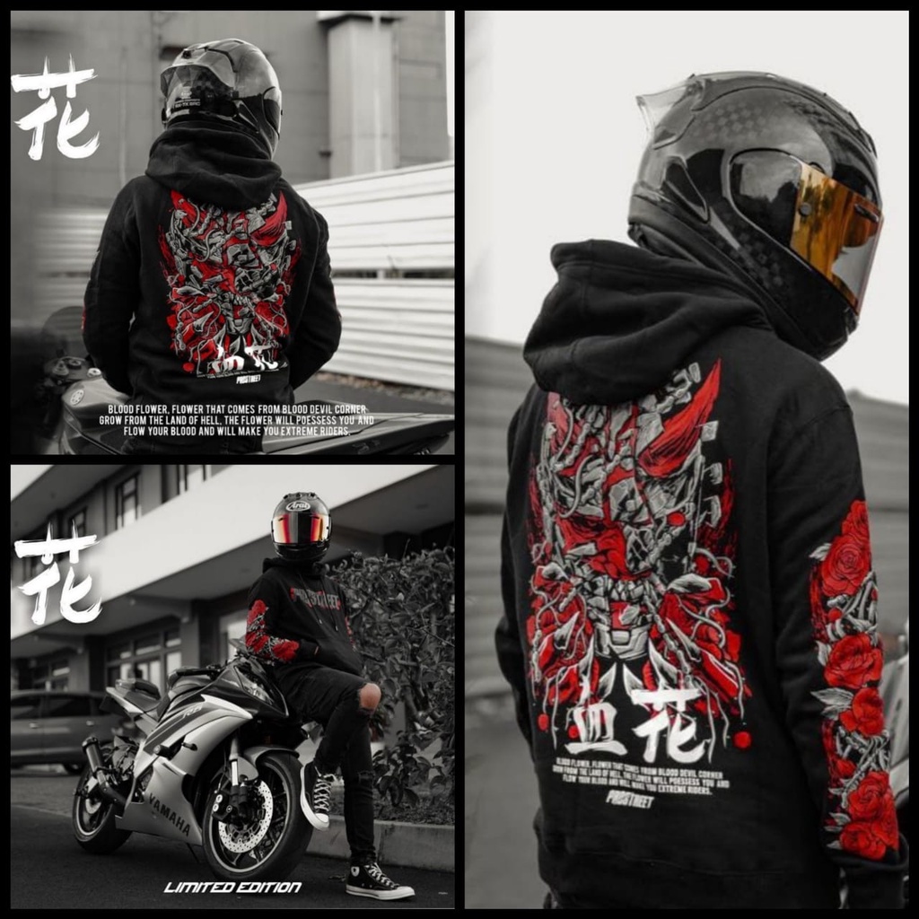 jaket hoodiee PROSTREET BUNGA jaket sweter jaket sweter pria wanita jaket hoodie motor