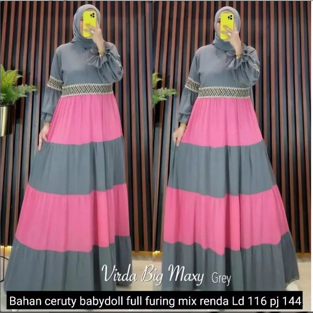 IK Gamis wanita muslimah gamis wanita busui Virda maxy bahan ceruty babydoll