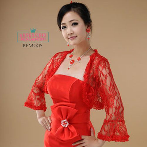 [PRODUK TERLARIS] AKSESORIS PESTA PENGANTIN BOLERO WEDDING MERAH BPM005