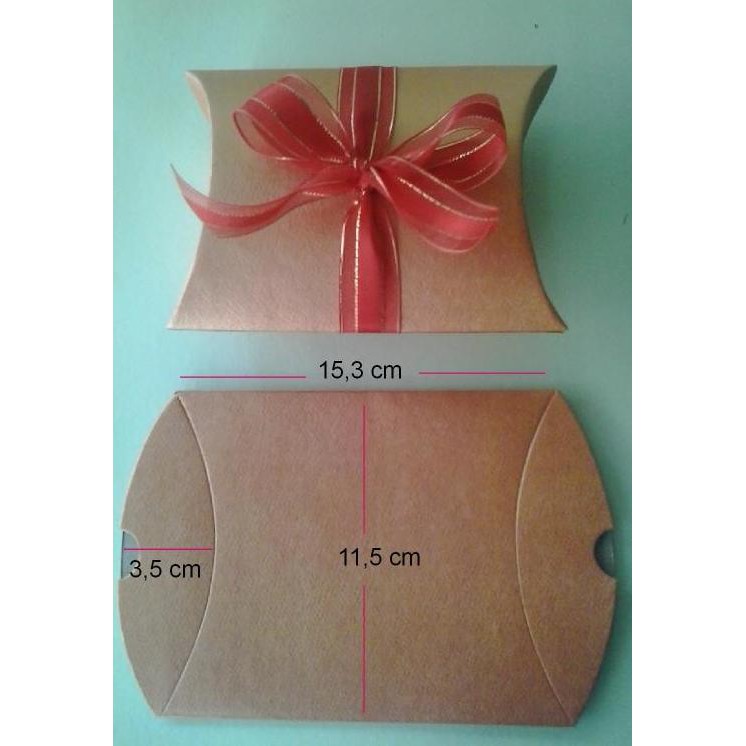 

Pillow Box/Kotak Kado Brown Kraft 280 Gr, Ukuran 15,3 X 11,5 X 3,5 Cm