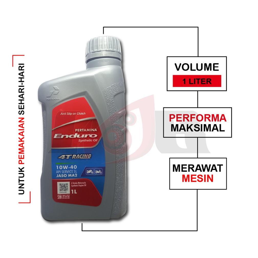 Pertamina Enduro Racing 1 Liter 10W40 Jaso Ma2 Api Sj Oli Motor Sport