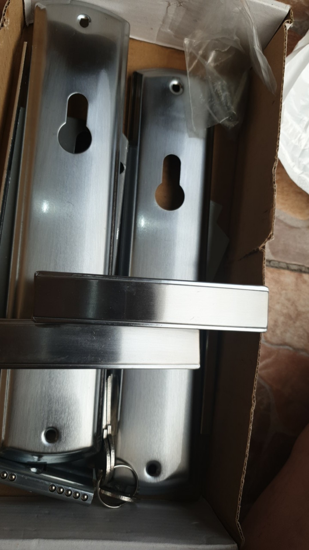 Handle Set Kunci Pintu Rumah Putih Stainless Ukuran Besar