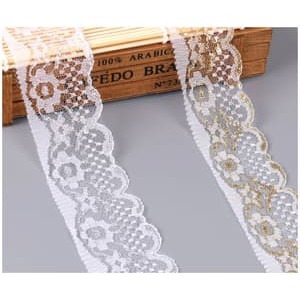 GOLD and SILVER Series - Embroidered Lace Ribbon 50mm (per meter)