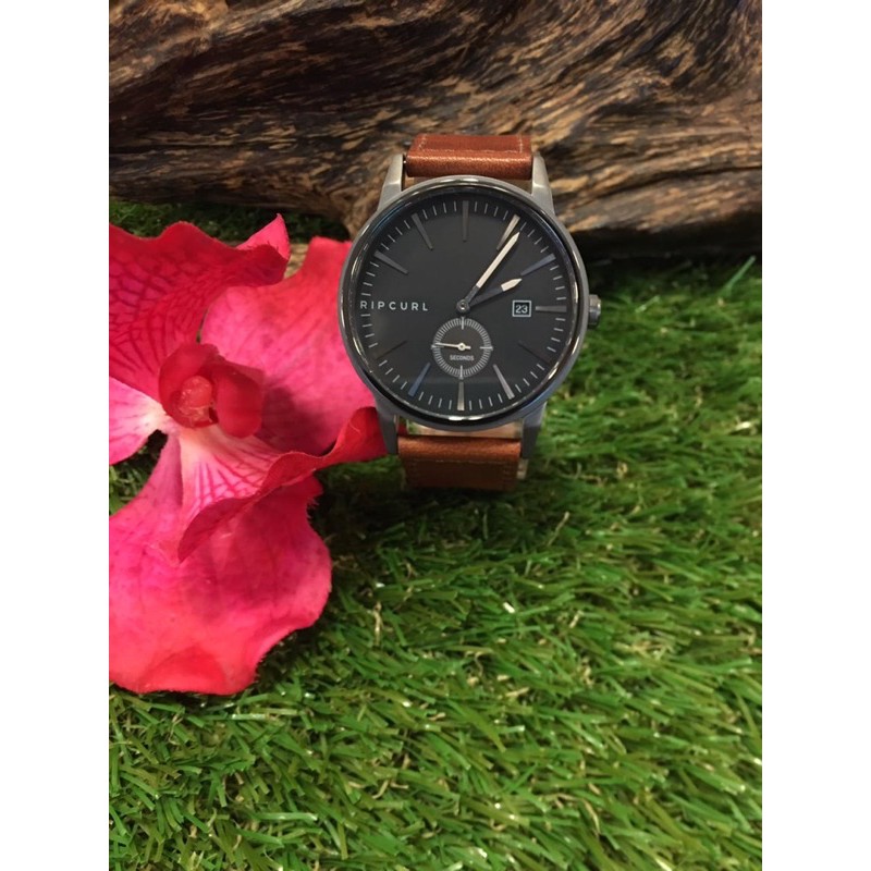 Jam tangan Ripcurl vision gun metal leather  brown