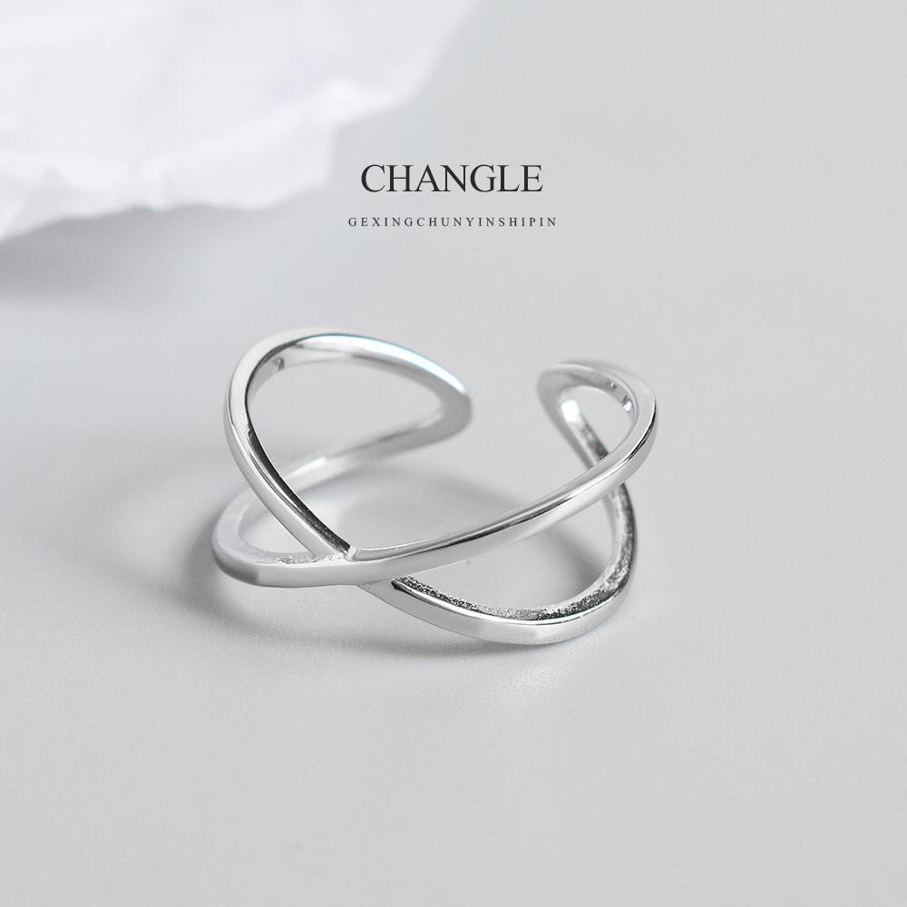 ☛BELIDEH☚ A034 Cincin Silang Fashion Korea Perhiasan Wanita Berongga Tiga Dimensi Stainless Steel