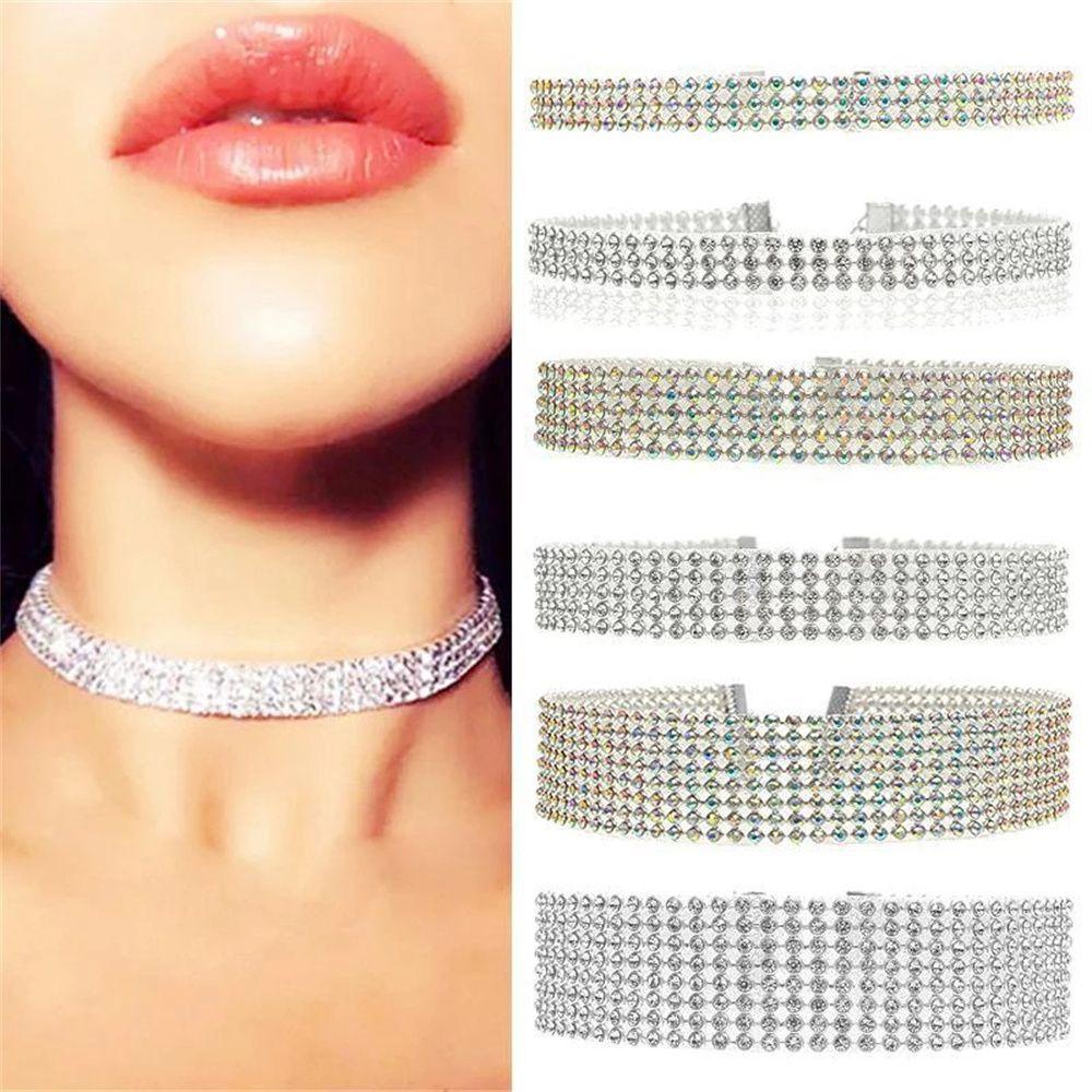 Preva Kalung Hadiah Hari Valentine Elemen Leher Diamante Choker Collar