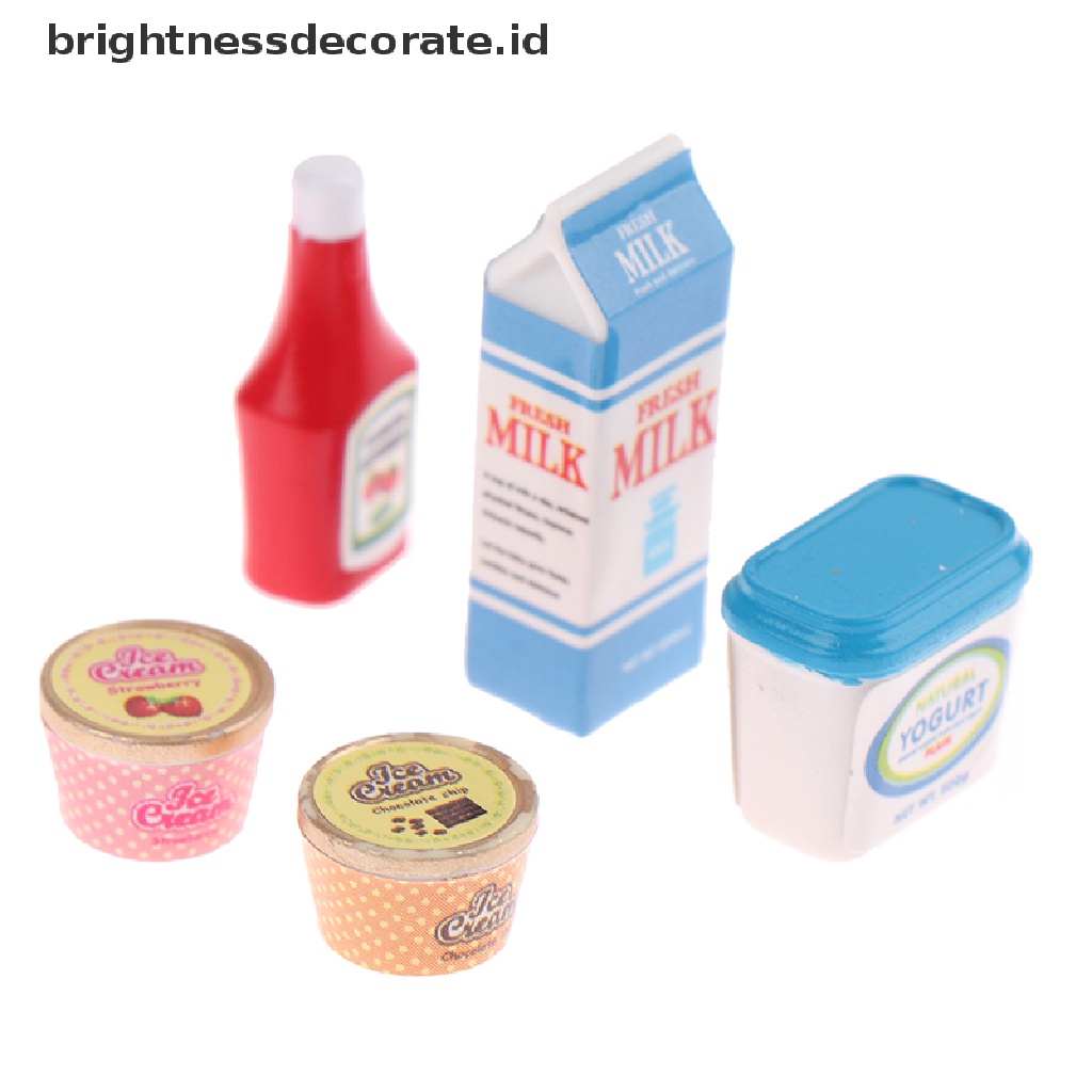 5 Pcs / Set Miniatur Saus Tomat Es Yogurt Untuk Aksesoris Rumah Boneka